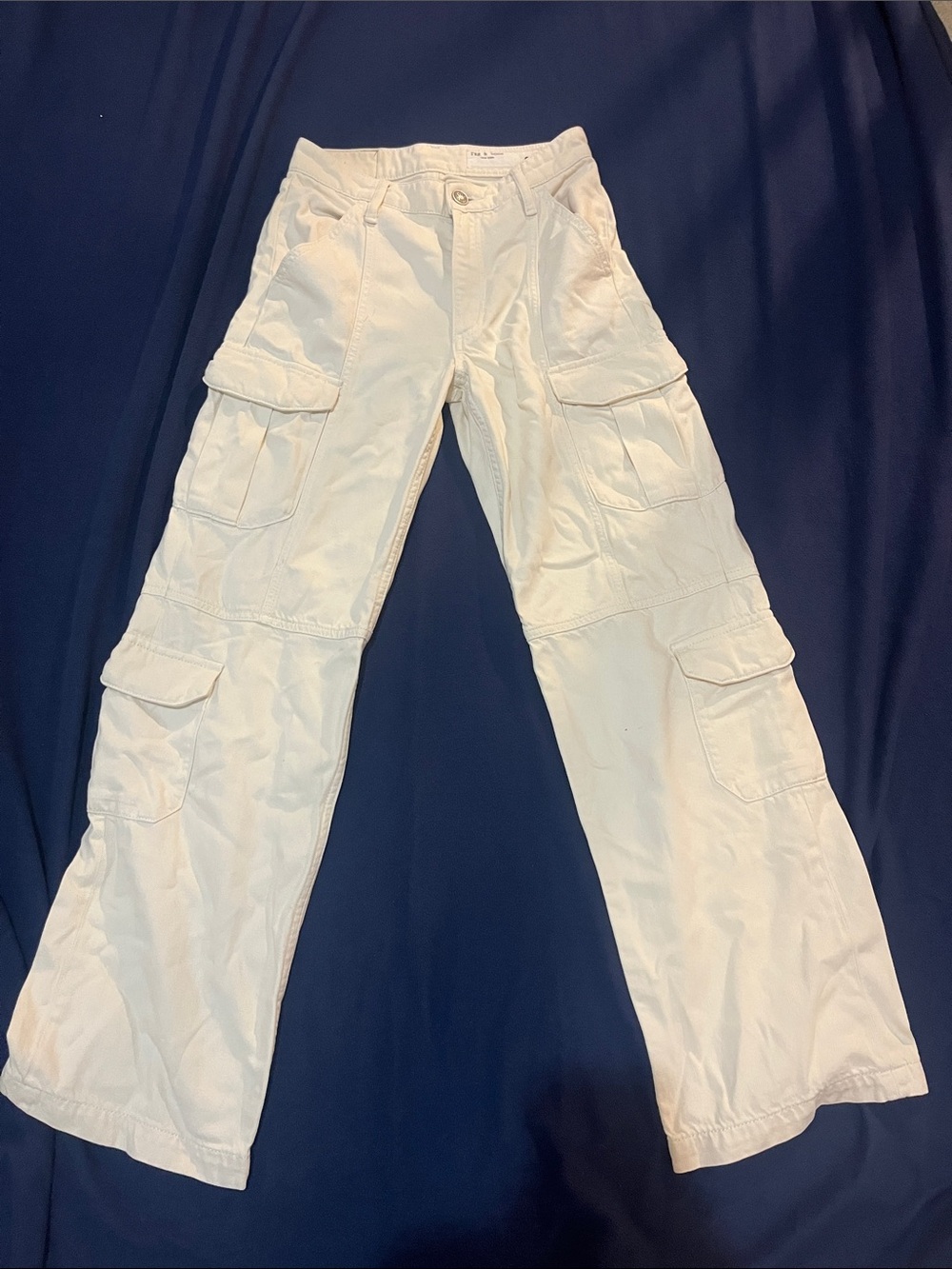 rag & bone White Women's Cargo Pants with Multi-Pocket Utility